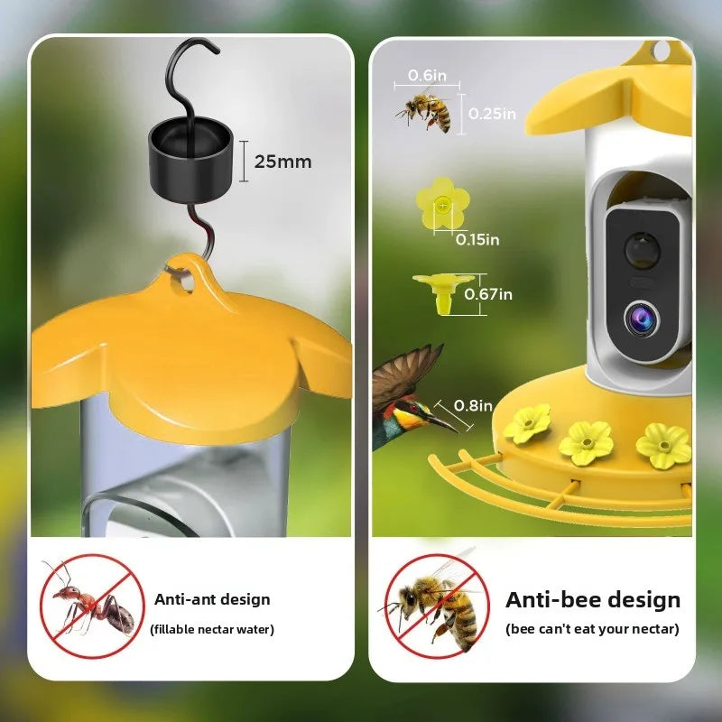 Intelligent Bird Feeder Camera Solar-powered Wide-angle High-definition  Outdoor Real-time Monitoring Pet Supplies Accessories