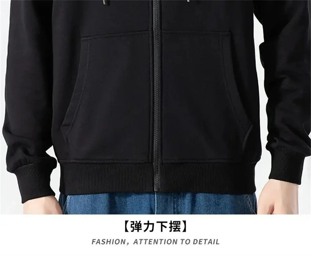 Umbrella company 2025 Men's long Hoodies Spring And Autumn Solid Color Zipper Pullover Comfort Harajuku Top Sweatshirts