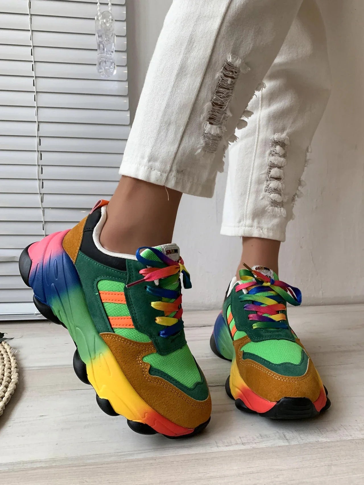 Women's Sneakers New Running Footwear Spring Autumn Outdoor Sports Shoes Multicolor Leisure Comfortable Frenulum Casual Tennis