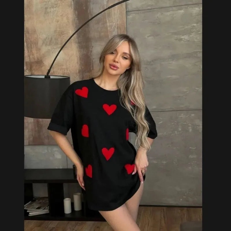 Summer T shirt Women Luxury Designer love printing Loose Oversized Top Women Clothes Korean Fashion T-shirt Pure cotton