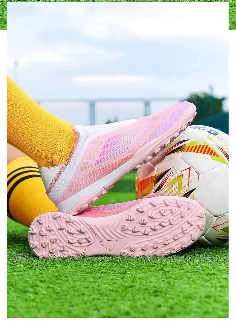New Men Football Boots Long Spikes Ultralight Match Breathable Indoor Sneakers Soccer Shoes Cleats TF Training Drop Shipping
