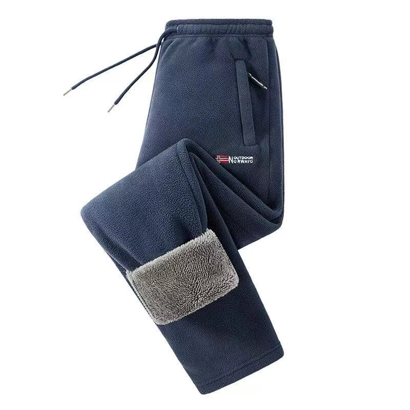 Men Fleece Thickening Casual Pants Winte Windproof Keep Warm Comfort Solid Straight Pants New Fashion Versatile Sweat Pants Men