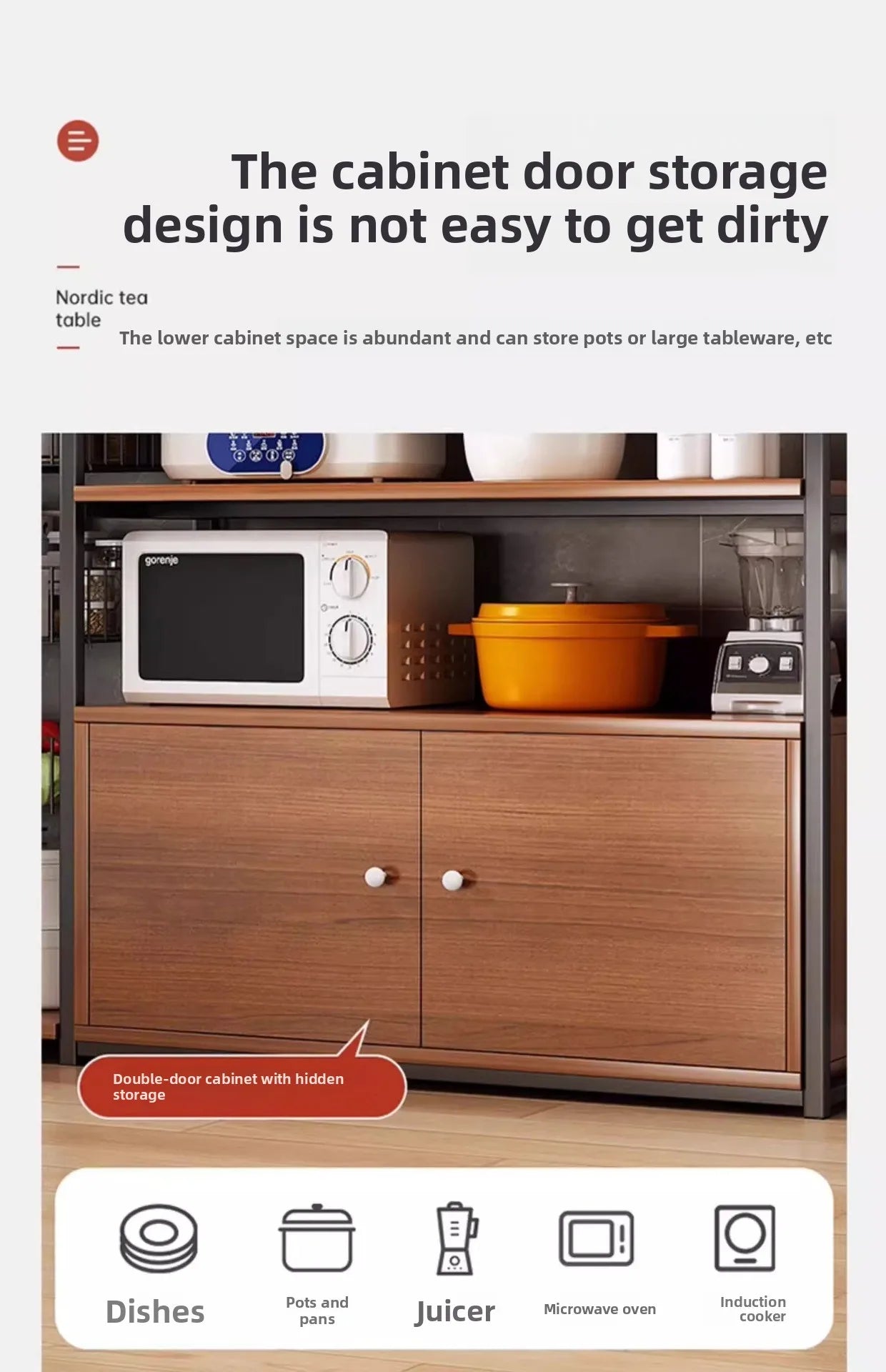 Heavy Duty Large Capacity Storage FurniturePantry Cabinet with Adjustable Shelves & Mesh Baskets Microwave Dishes