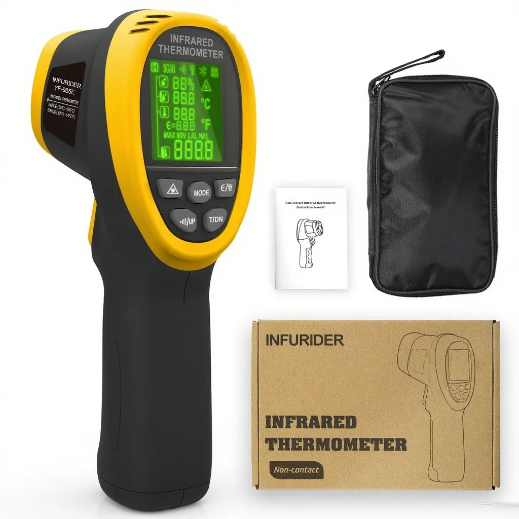 Dual Laser Non-Contact Infrared Thermometer - Compact, Portable, & Easy to Use! Instant 1s Readings, -50℃ to 800℃ Range