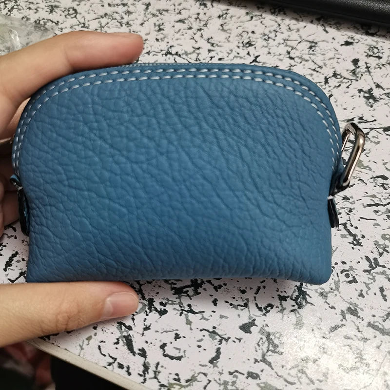 Genuine Leather Woman Coin Purse Luxury Fashion Custom Letter Pouch Mini Key Wallet Luxury Design Earphone Storage Cosmetic Bag