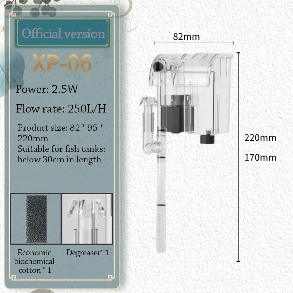 waterfall Fish tank filter 3 in 1 wall-mounted Waterfall Filter Box Silent Built-in Circulating Water Purifier for Home