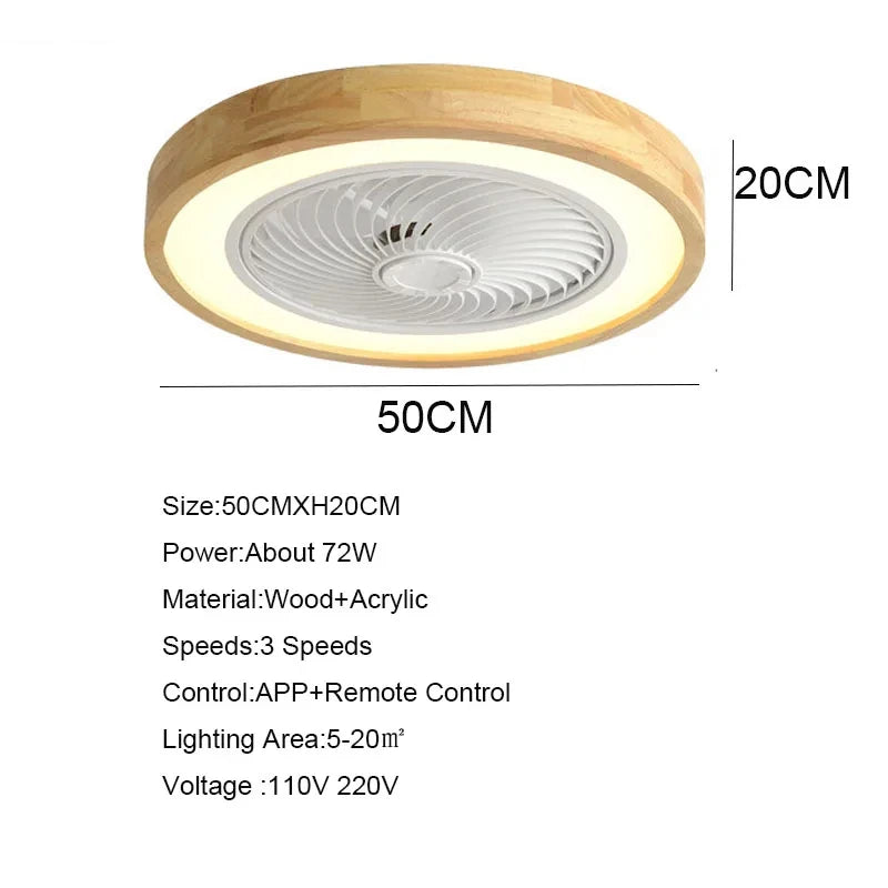 LED Fan Light Ceiling Lamp Household Modern Simple Bedroom Restaurant Invisible Ceiling Fan Light Living Dining Table Room Decor