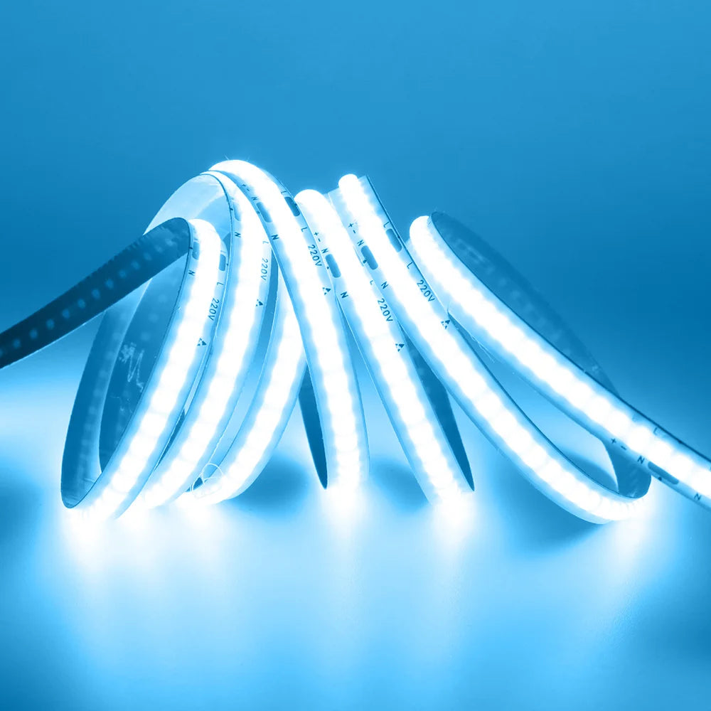 Led Strip COB 220V High Brightness 5m 10m 20m 50m Flexible Light Tape with IC Rectifier 230V 240V AC 240LED/m Linear Lighting