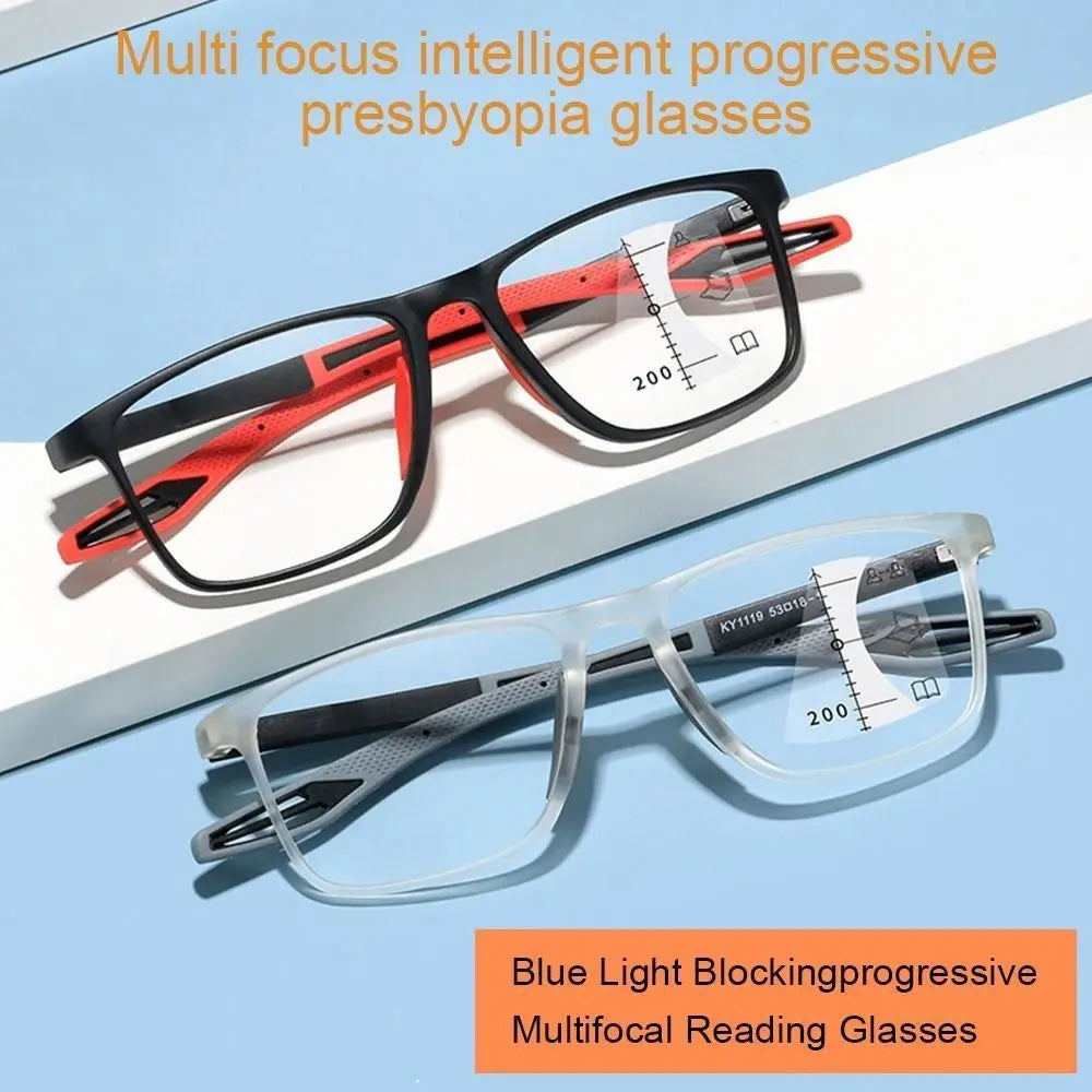 Soft Multifocal Progressive Reading Glasses TR90 Anti Blue Light Near Far Eyewear Men Women's Large Frame Farsight Eyeglasses ﻿