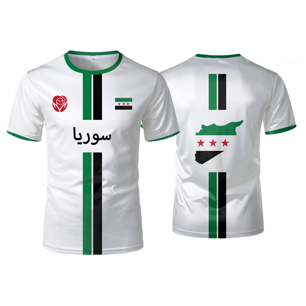 Syria Football T-Shirt Summer Sports Breathable Quick-drying Men's Tops Syrian Flag Map Print Short Sleeve Jersey Kid's Clothes