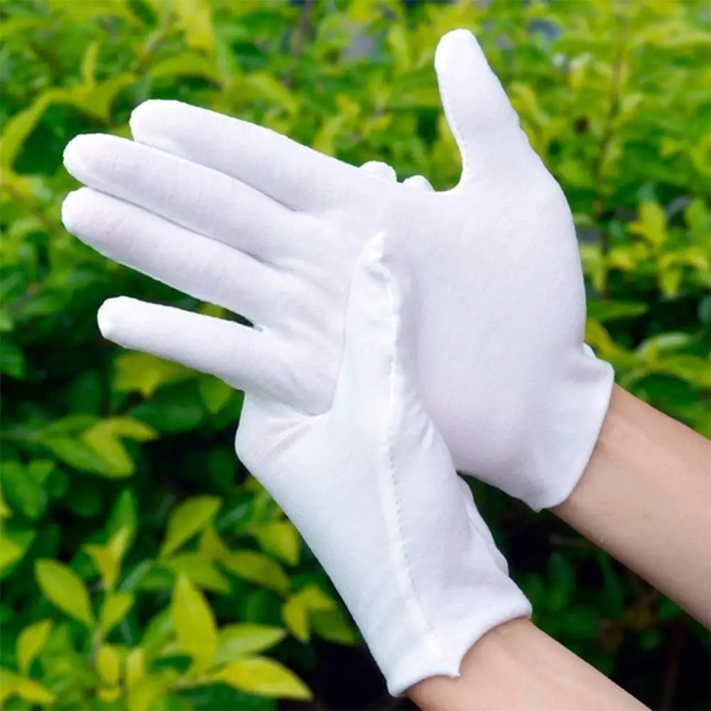 12 Pairs Cotton Gardening Gloves Wear-Resistant Ventilate Work Protection Antiskid Comfortable White Gloves Natural And Soft
