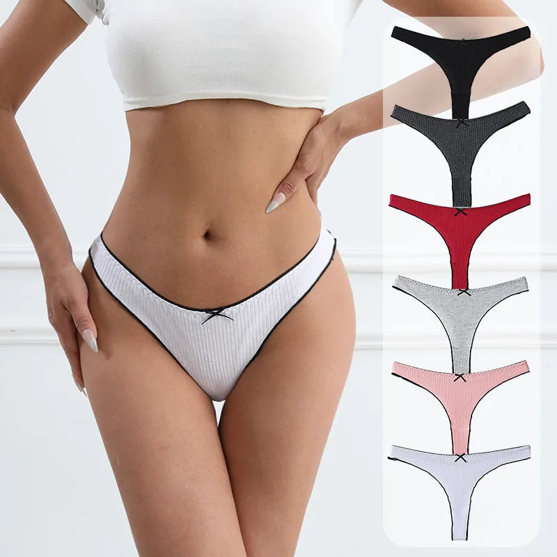 3Pcs Women's Thong Low-rise Panties Solid Color Lingerie Sexy Thongs Fashion Casual Underwear Comfort Fit Women's Tangas