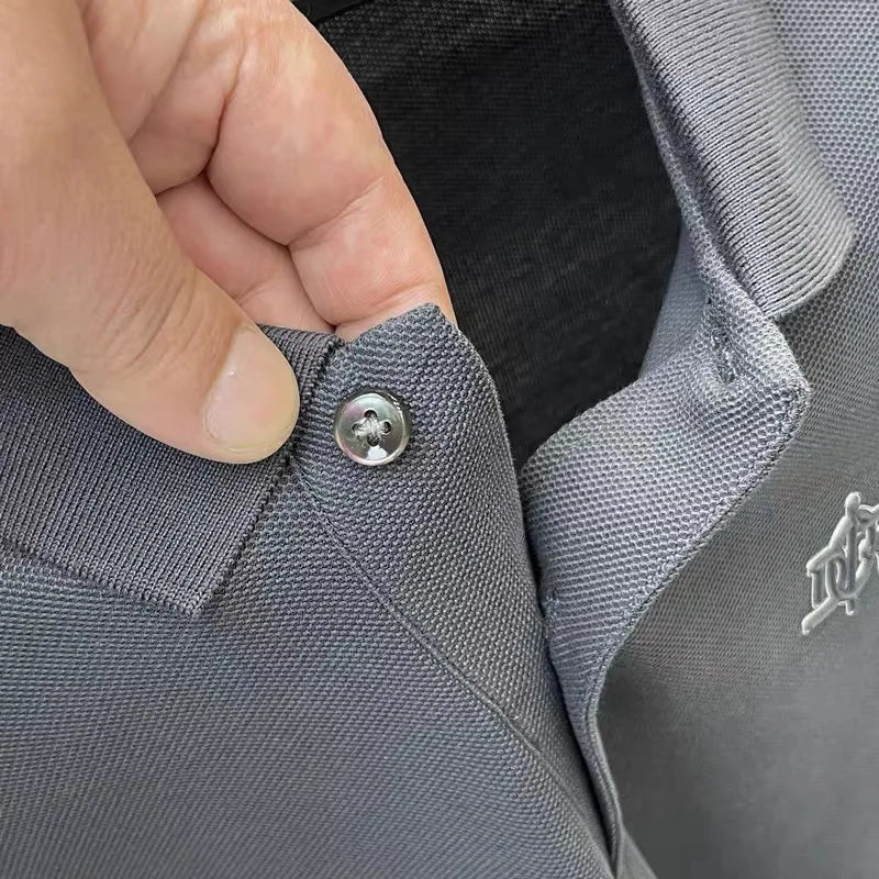 100% pure cotton men's short sleeved polo shirt summer fashion casual top comfortable and breathable high-quality lapel T-shirt