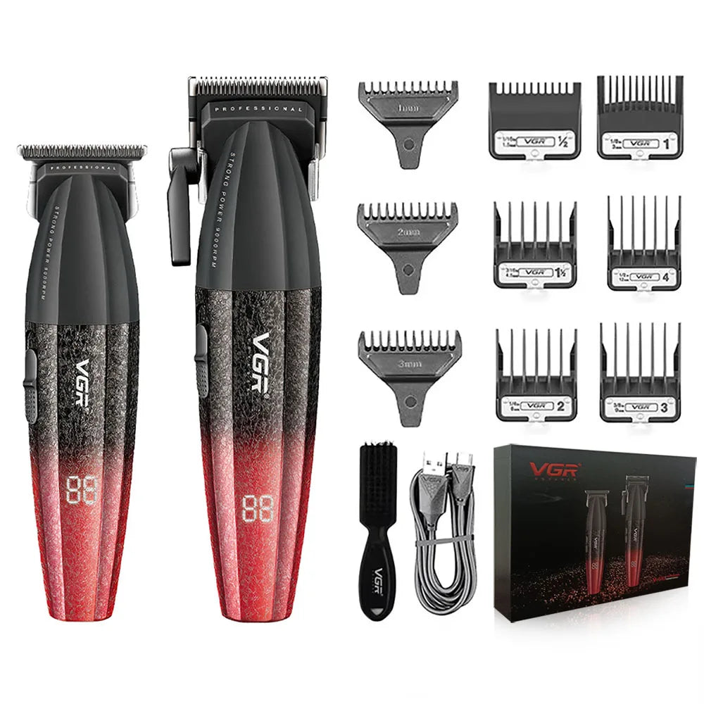 VGR Hair Trimmer Professional Clipper Cordless Barber 9000 RPM Rechargeable Hair Cutting Machine Metal Trimmer for Men V-640