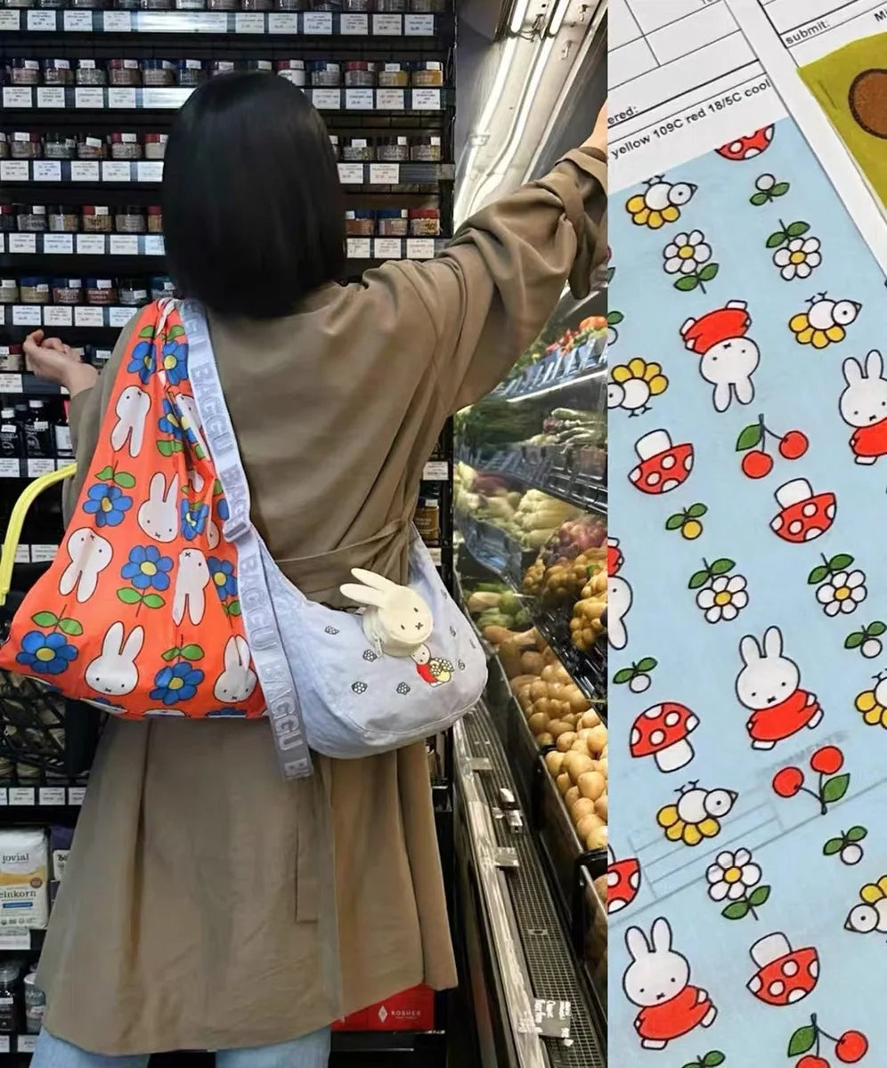 Miffy Embroidered Underarm Bag Cartoon Cute Shoulder Bag Large Capacity Handbag Kawaii Anime Printed Bag Holiday Gift