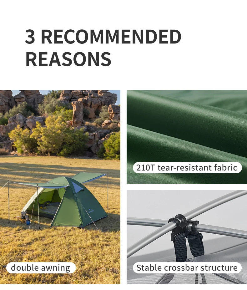 Naturehike  2026 Tents 2-3 People Bleik  Outdoor Hiking Mountain Camping Tent Travel 210T Polyester Waterproof Sunshade Shelter