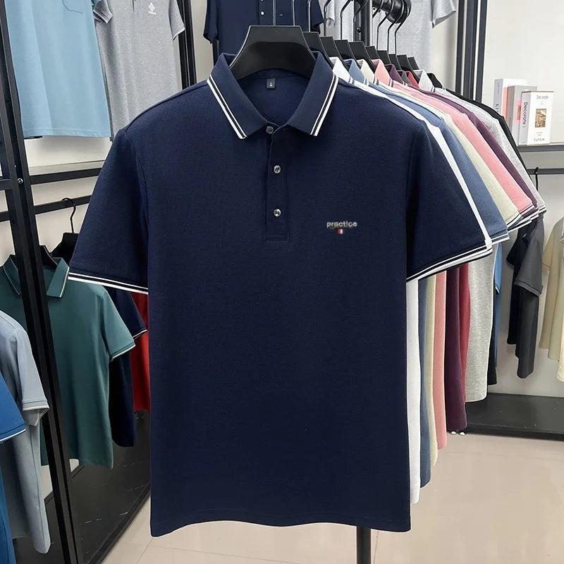 100% pure cotton men's highend brand customized new embroidered short sleeve polo shirt summer casual comfortable breathable top