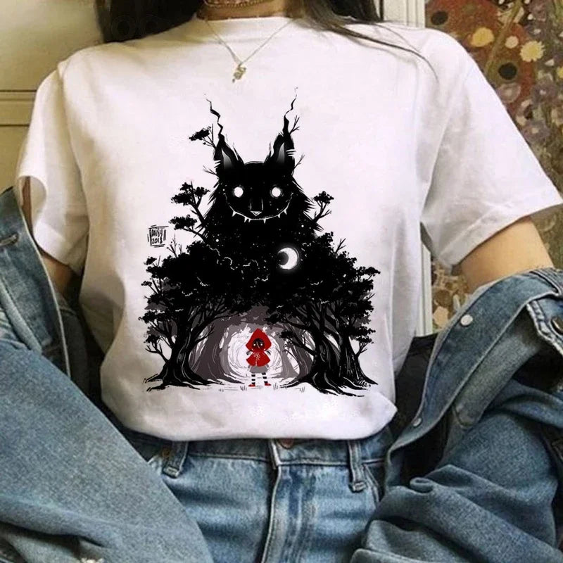 Japanese Anime T Shirts Women T-shirts Harajuku Ullzang T-shirt Cartoon Aesthetic Vintage Shirts for girls 90s Top Tees