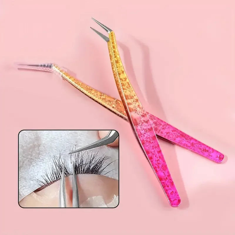 1/3Pcs Precision Stainless Steel Eyelash Extension Tweezers - High-Quality Curved & Straight Tips for Flawless Brow Shaping, Ing