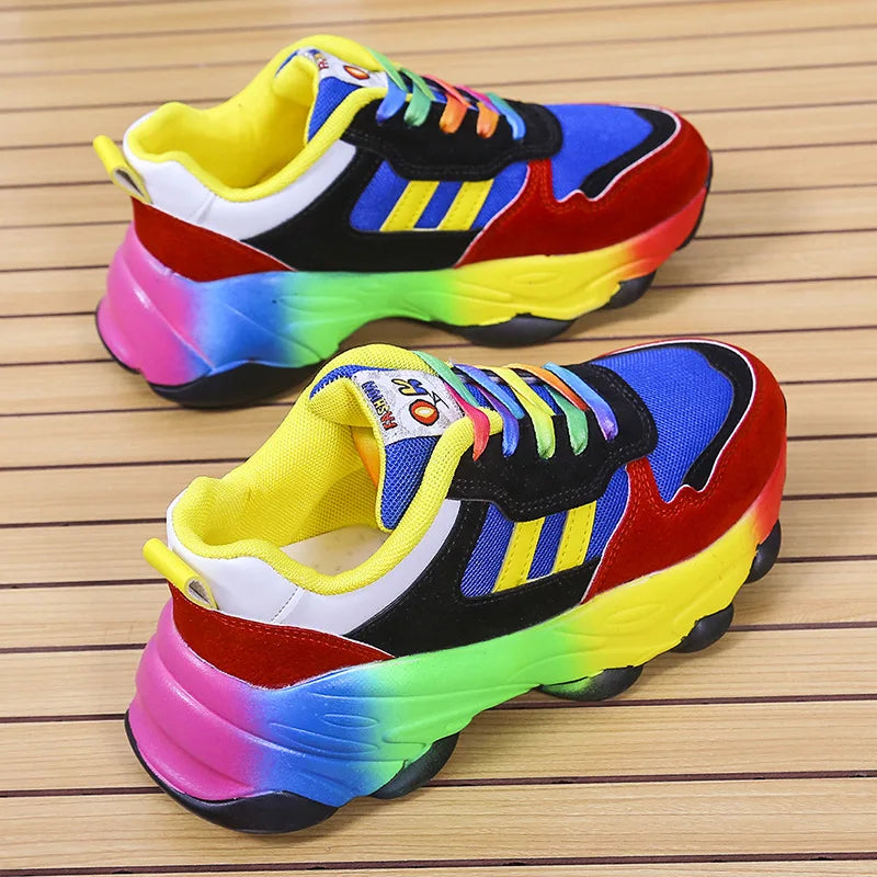 Fashion Women Sneakers Running Footwear Feminino Colorful Casual Comfort Lace Up Running Shoes Outdoor platform Women Tenis shoe