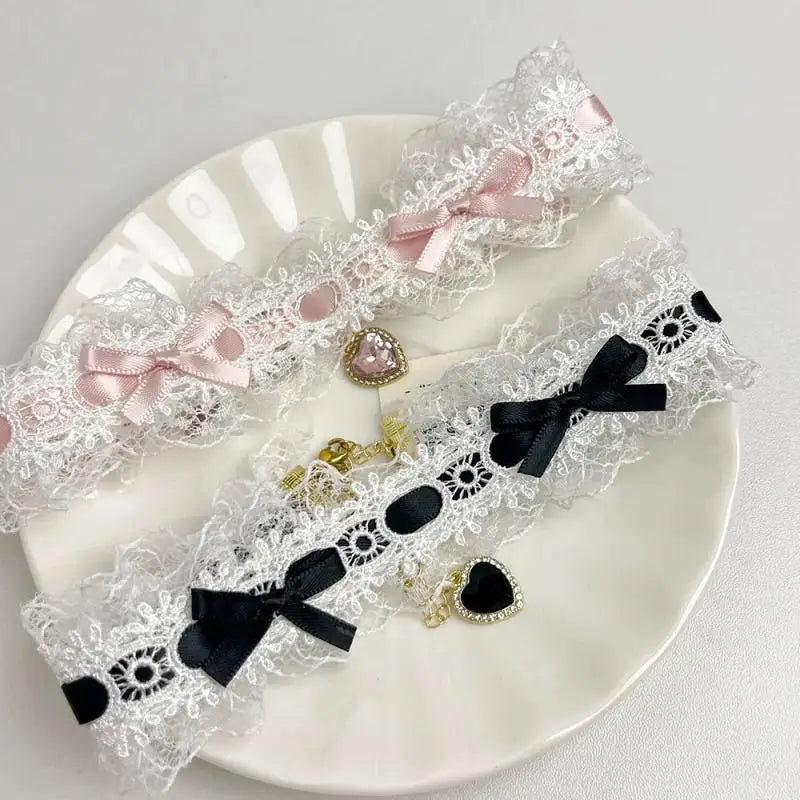 Short Lace Choker Nekclace For Women Girl Fashion Lolitas Heart Pendant Gothic Collar Necklace Gift For Party Cosplay Jewelry