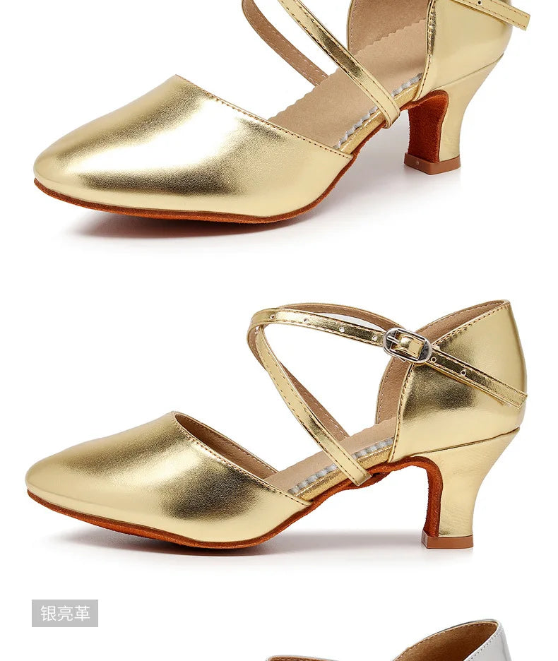 Ladies' Adult Latin Dance Shoes,soft Soled Mid High Heels,dance Performance Shoes for All Seasons,indoor and Outdoor Dance Shoes