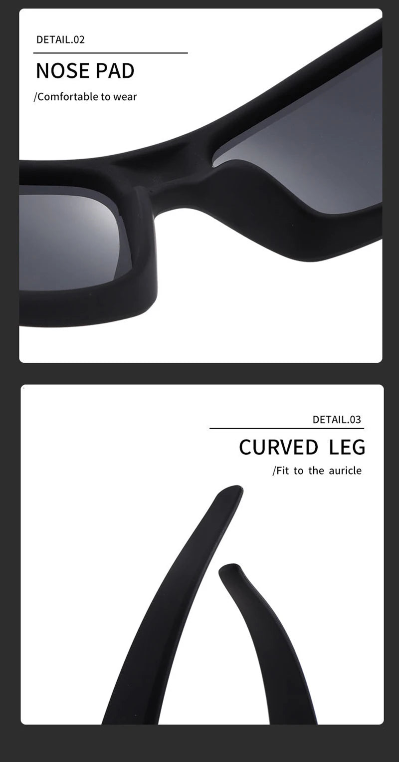 Polarized Sunglasses For Sports Sunglasses Trendy Retro Rectangular Wrap Around Vintage Uv380 Eye Protection Fishing Glasses