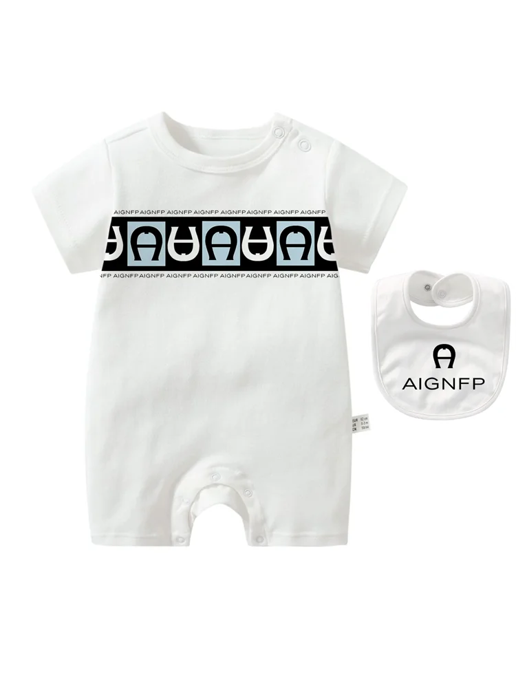 Trend Baby Clothes %100 Cotton Newborns Jumpsuit 2025 Hot Sale New Toddler Boy Rompers Soft Bib scarf Burp cloth Infant 2Pcs Set