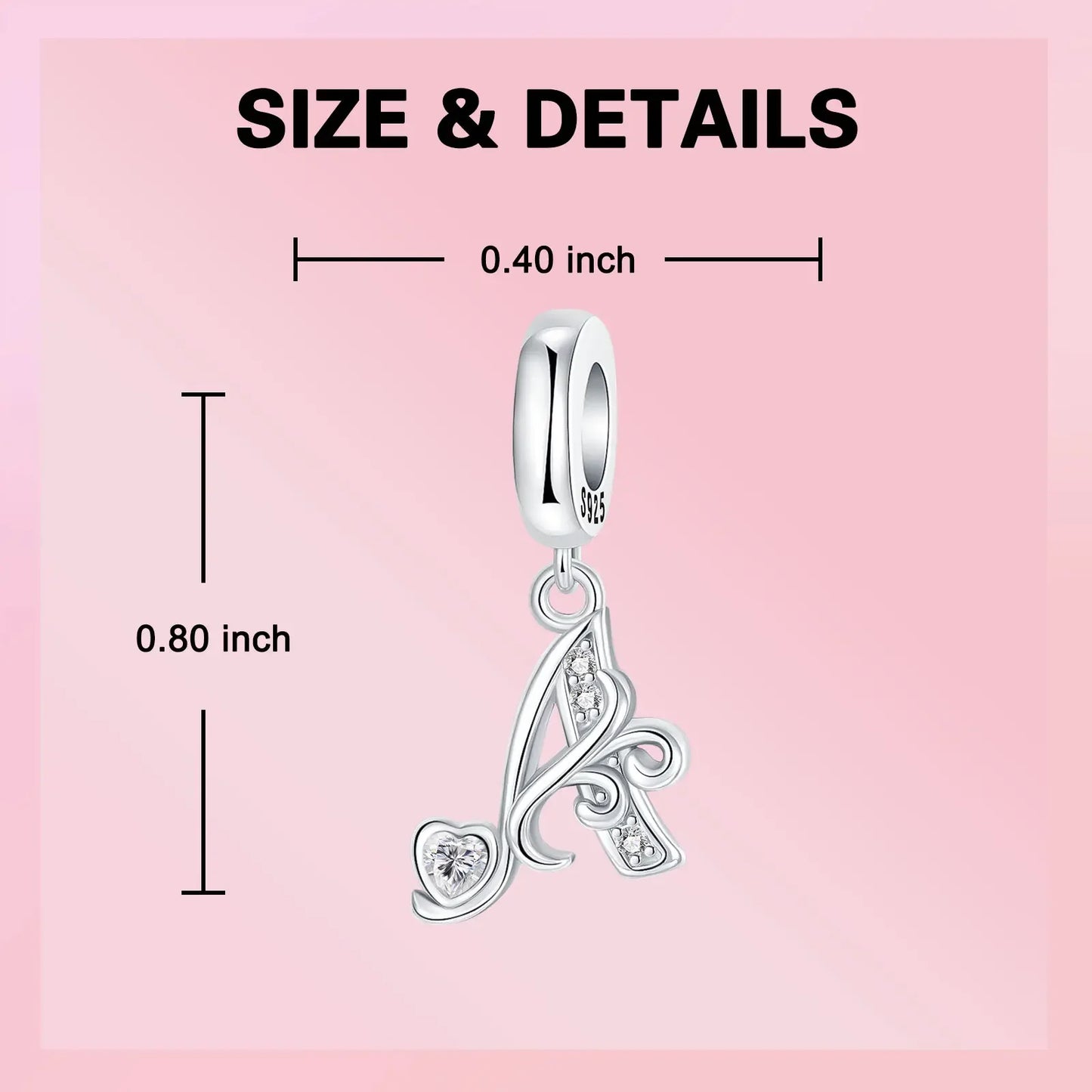 925 Sterling Silver Full series of A-Z letters pendant Charms For Original  Bracelet Charm Necklace Diy Female Jewelry