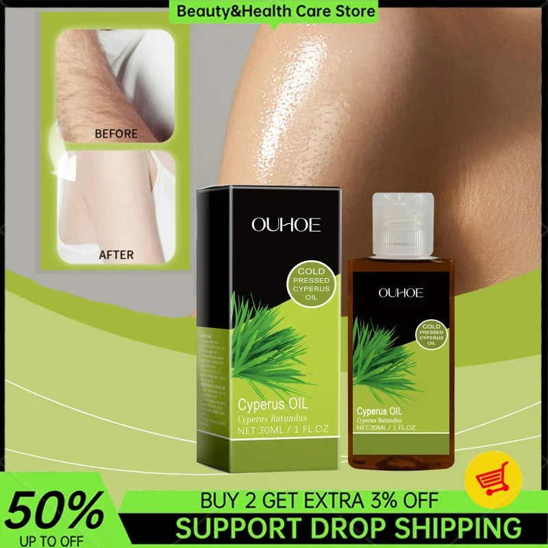 Pure Cyperus Rotundus Essential Oil Moisturizing Nourishing Reduce Redness Smoothing Repair Legs Arms Body Hair Removal Care Oil