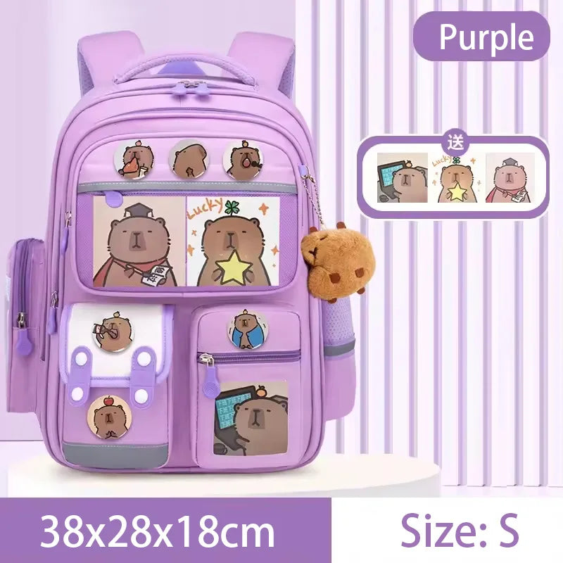 Capibara Student Schoolbag, Large-capacity Children Backpack.Girl Boy Kids Back To School Book Bags