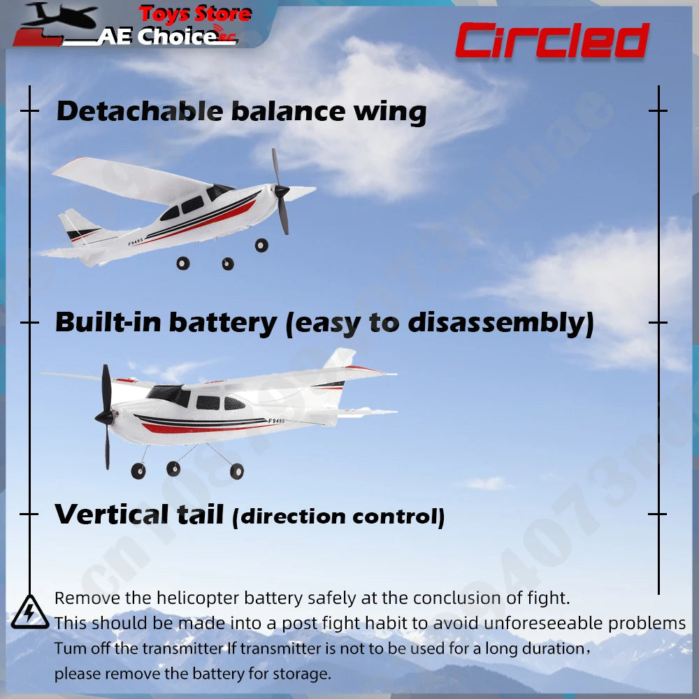 WLtoys 2.4G F949 RC Airplane Cessna 182 3D6G 3Ch Fixed Wing Plane Outdoor Drone RTF With Gyroscope RC Toy Gift for Adults