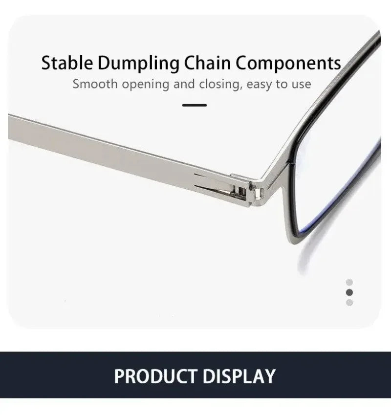 Portable Unisex Folding Reading Glasses Full Metal Frame Anti Blue Light Blocking for Men Women Presbyopia Eyeglasses with Case