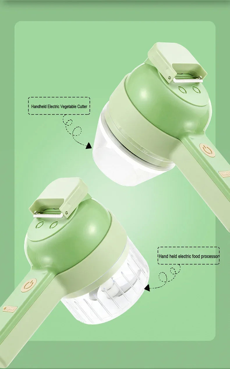 4-in-1 Handheld Fully Automatic Electric Vegetable Slicer, Peeler, Portable Multi-functional Kitchen Tool Blender, Wall Breaker