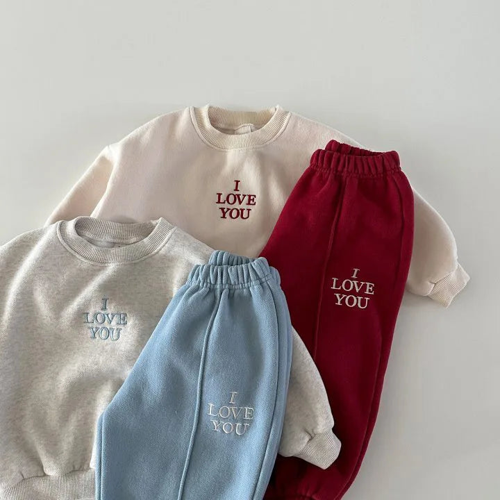2025 Winter New Children Plus Velvet Thick Sweatshirt + Sweat Pants 2pcs Suit Boys Girls Fleece Warm Clothes Set Kids Outfits