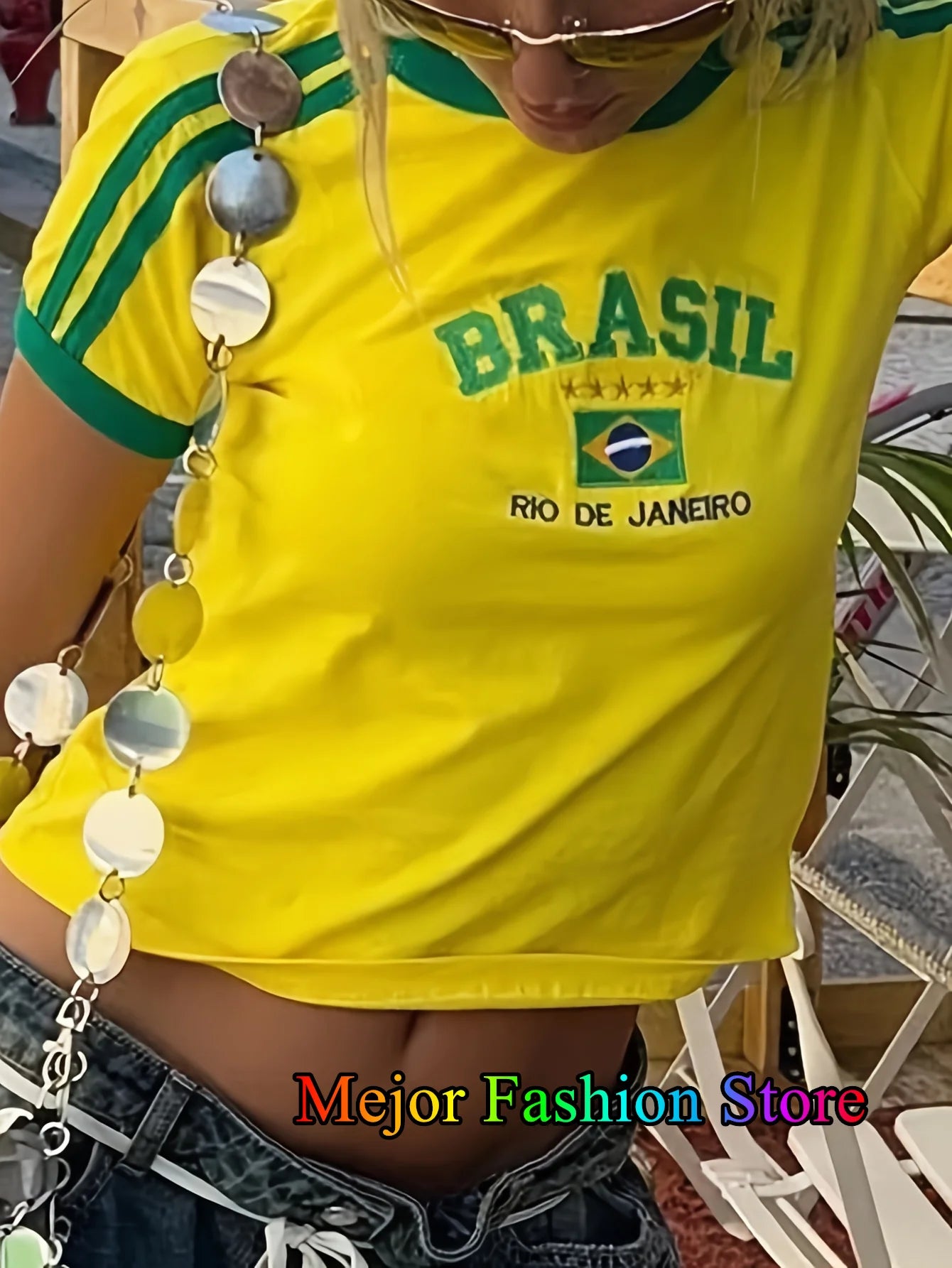 Summer T-shirt For Women Five stars Brazil Letter Aesthetic 90's Casual Short Sleeve Tee Kpop Streetwear Top Vintage Y2k Clothes