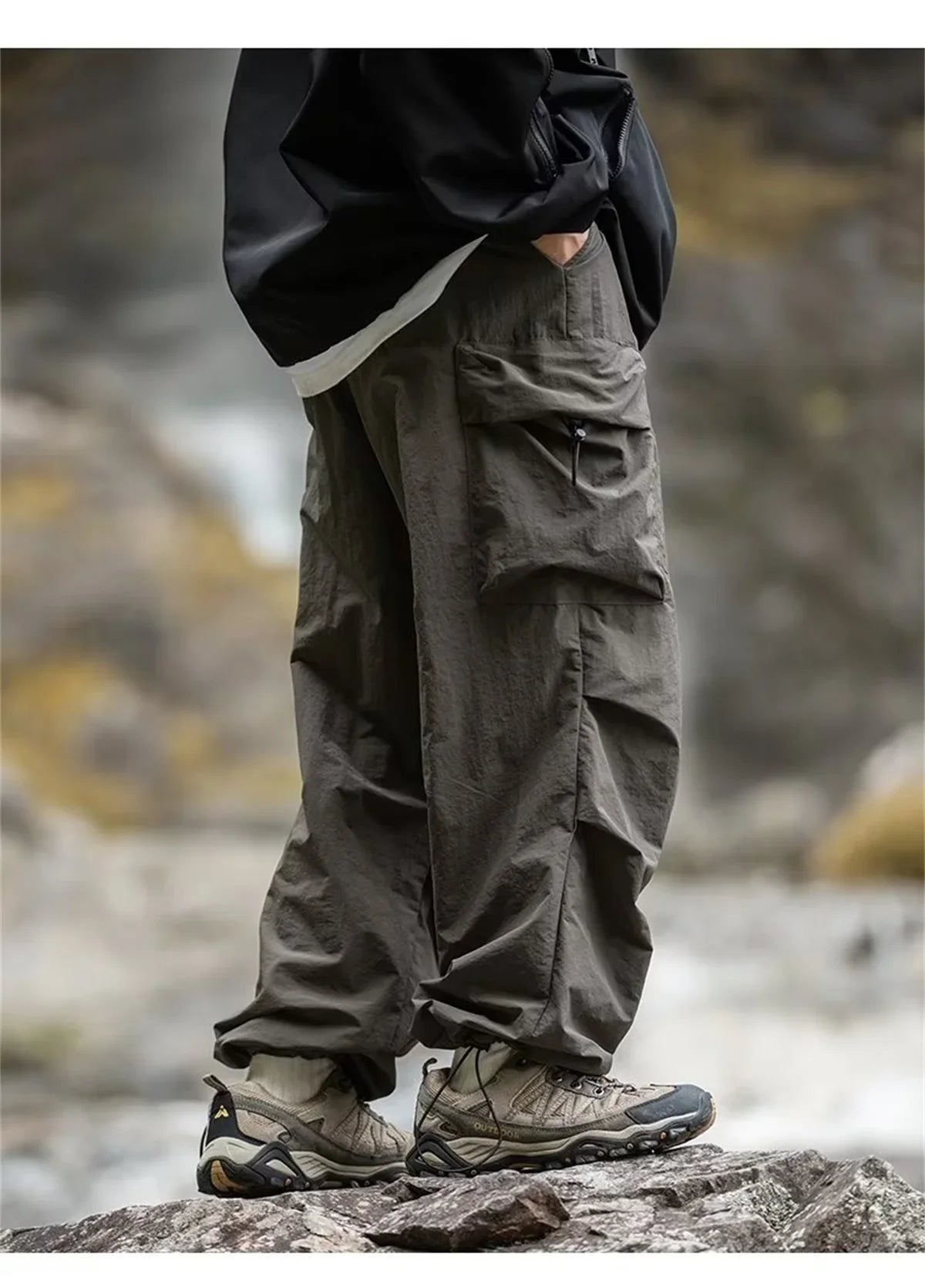 Men's Spring Autumn Japanese Style New Waterproof Hip Hop Mountaineering Pants Casual Harajuku Work Cargo Outwear Trend Pants