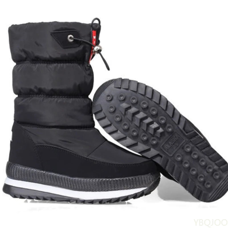 2025 Non Slip Waterproof Platform Snow Boot Casual Female White Shoes Winter Thick Women's Snow Boots Warm Plush Mid-calf Boots