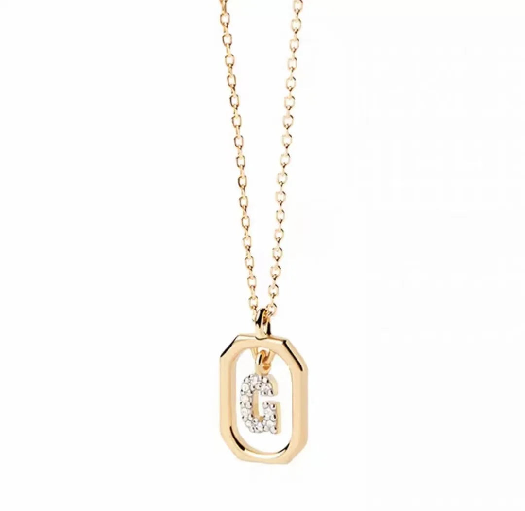 925 Sterling Silver Letter Necklace with 26 English Letter Zircon Pendant Geometric Design Personalized Necklace Luxury Jewelry