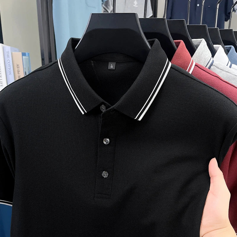 100% pure cotton men's polo shirt summer new fashion casual short sleeve comfortable luxury new simple solid color lapel T-shirt