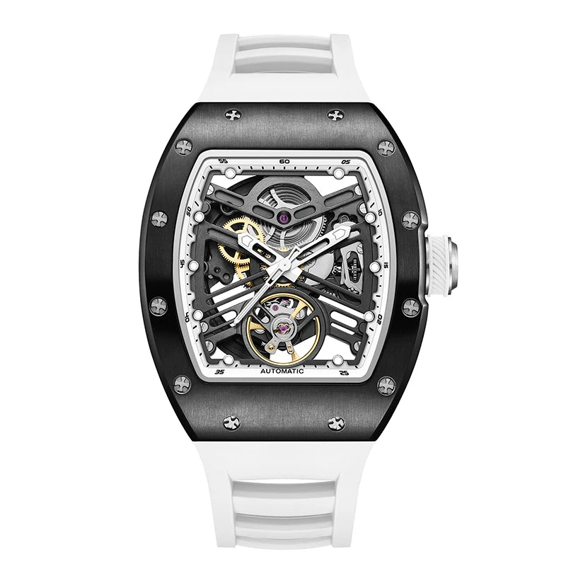 Automatic mechanical watch outdoors simple luxury watches waterproof wholesale skeleton leather mens watch gift
