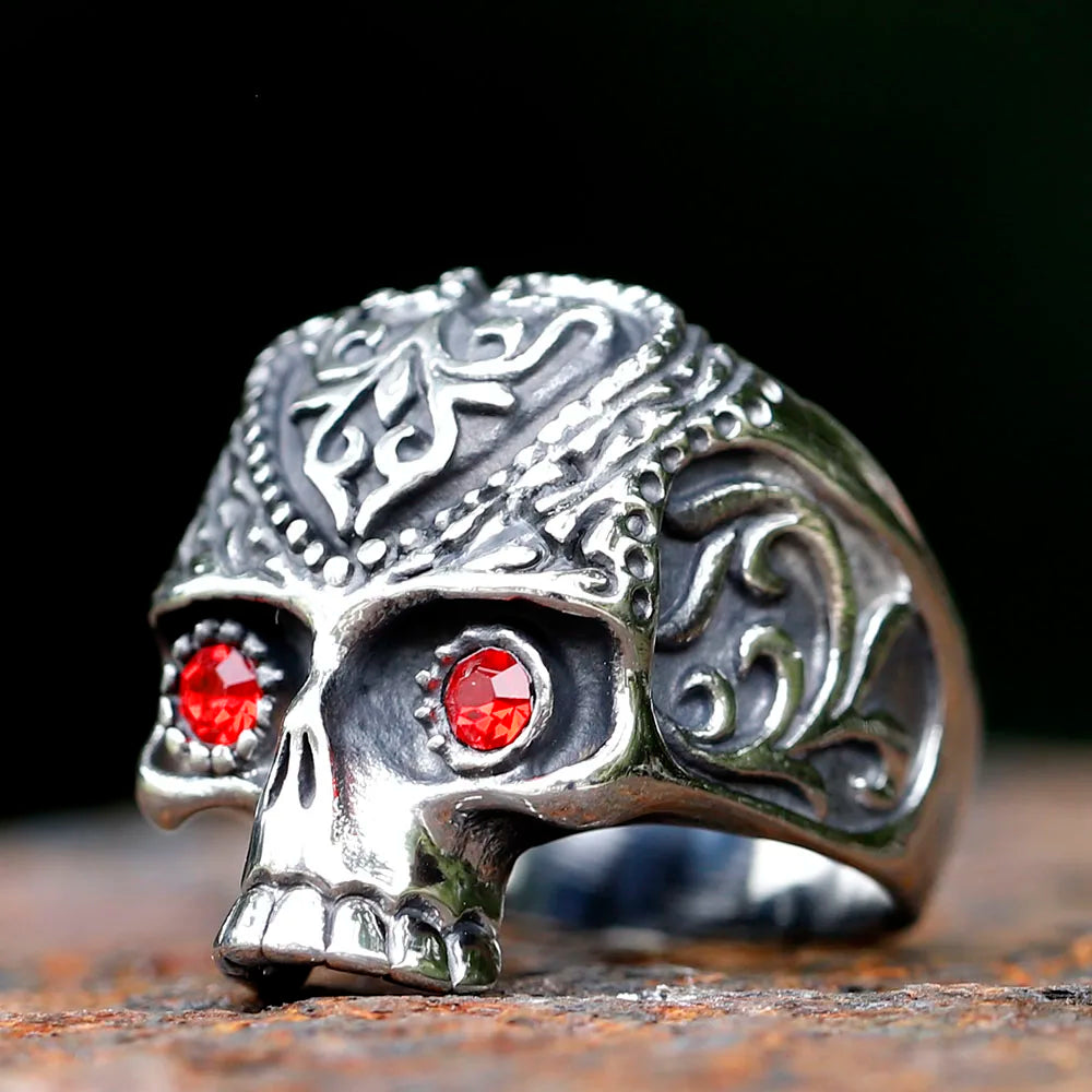Men's Calvarium Skull hand Ring Gothic 316L Stainless Steel Biker Anel Motorcycle Band jewellery Gift free shipping