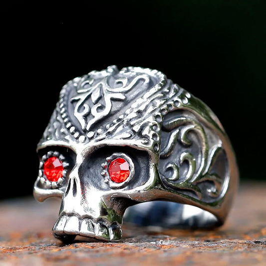 Men's Calvarium Skull hand Ring Gothic 316L Stainless Steel Biker Anel Motorcycle Band jewellery Gift free shipping