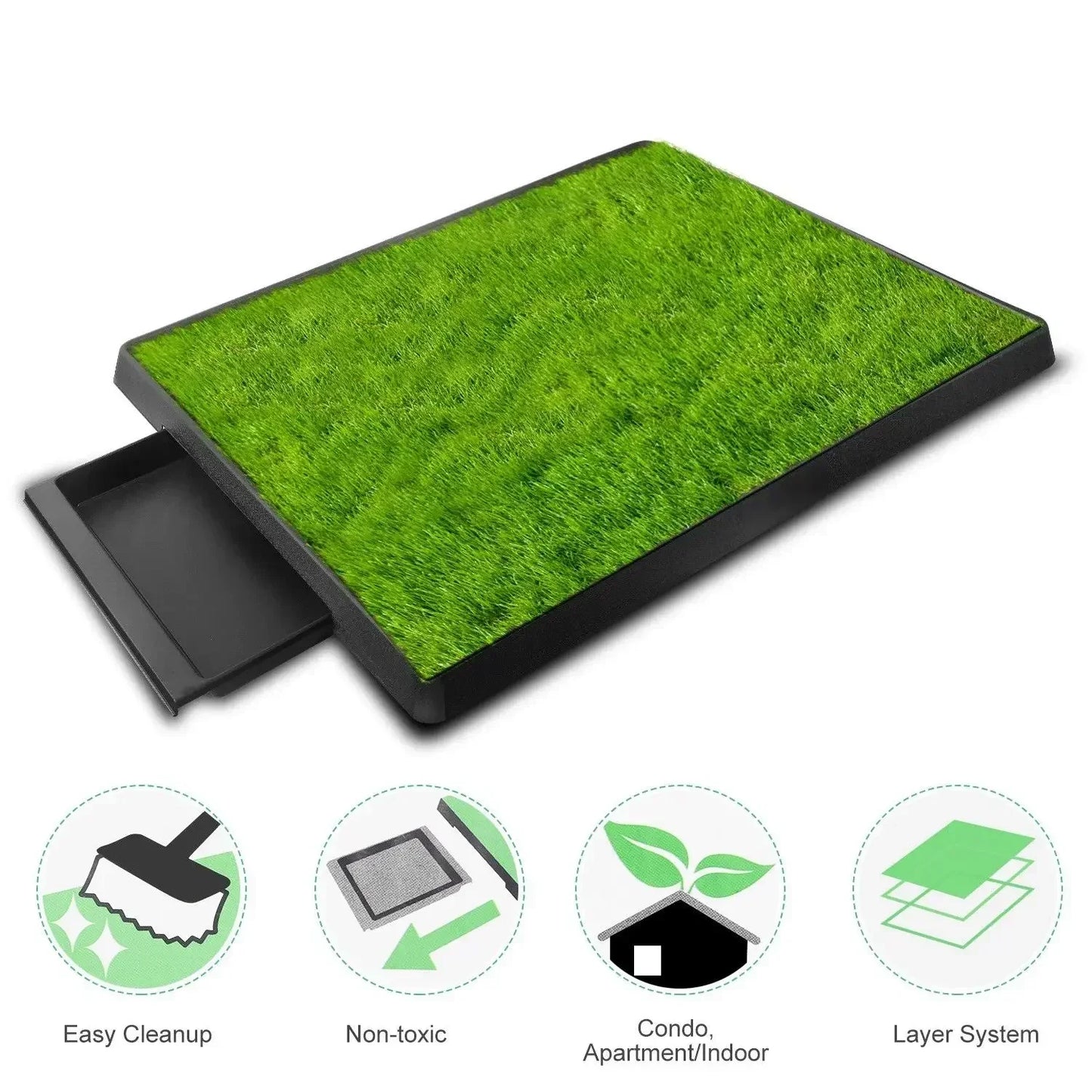 Pet Dog Toilet Portable Dog Potty Pan Anti-Splash 3 Layer Synthetic Grass Mesh Tray Toilet Puppy Kitten Urine Cleaning Tool
