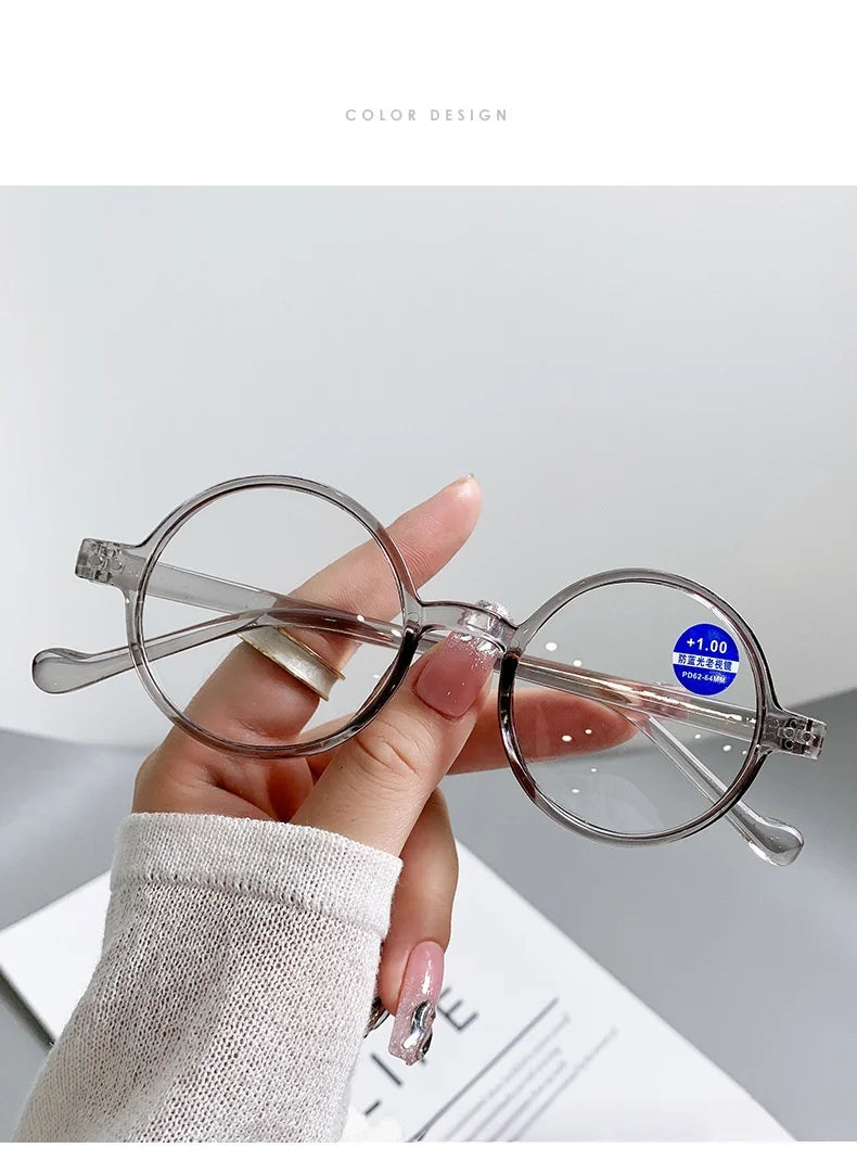 Trendy Round Small-Frame Reading Glasses for Men and Women, Middle-Aged and Elderly People, for Reading Books and Newspapers