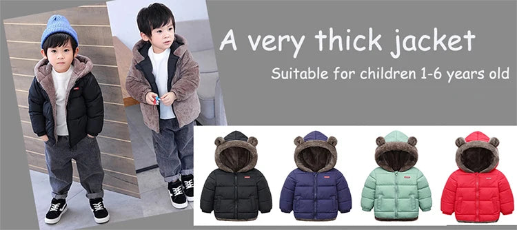 Winter Baby Kids Jacket For Girls Coats Lamb Wool Plus Velvet Thick Coats Toddler Children Outwear 1-6 Year Boys Cotton Jackets