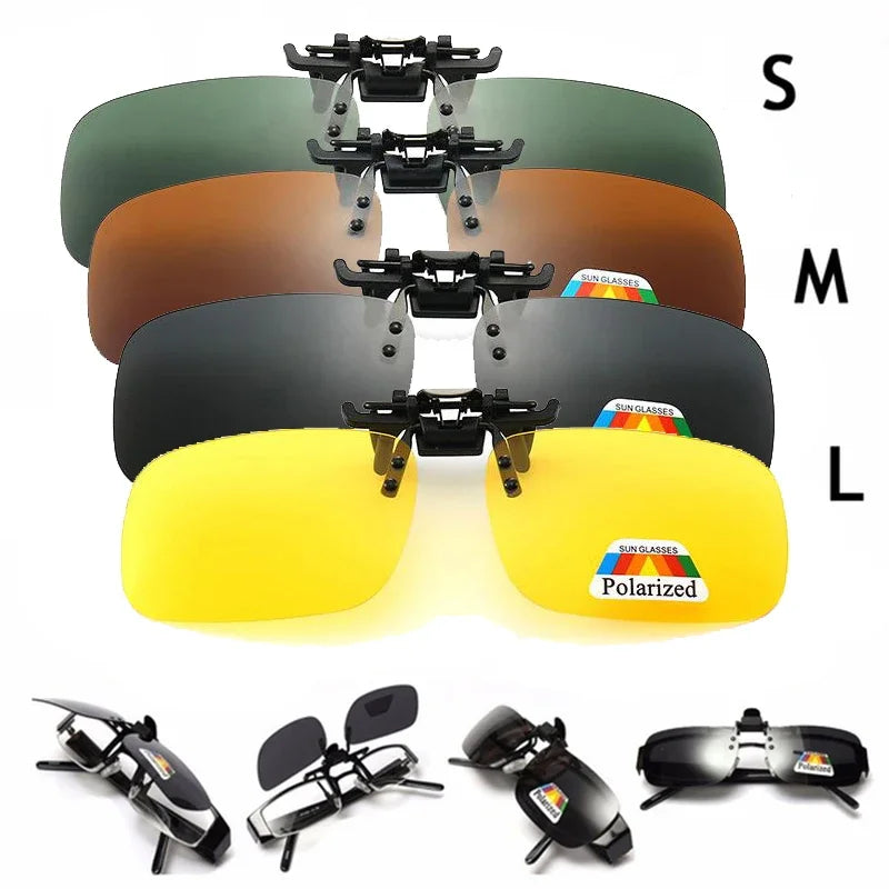 Fishing Polarized Pilot Flip Up Clip on Sunglasses Men Photochromic UV400 Women Driving Sun Glasses Color Change Night Vision