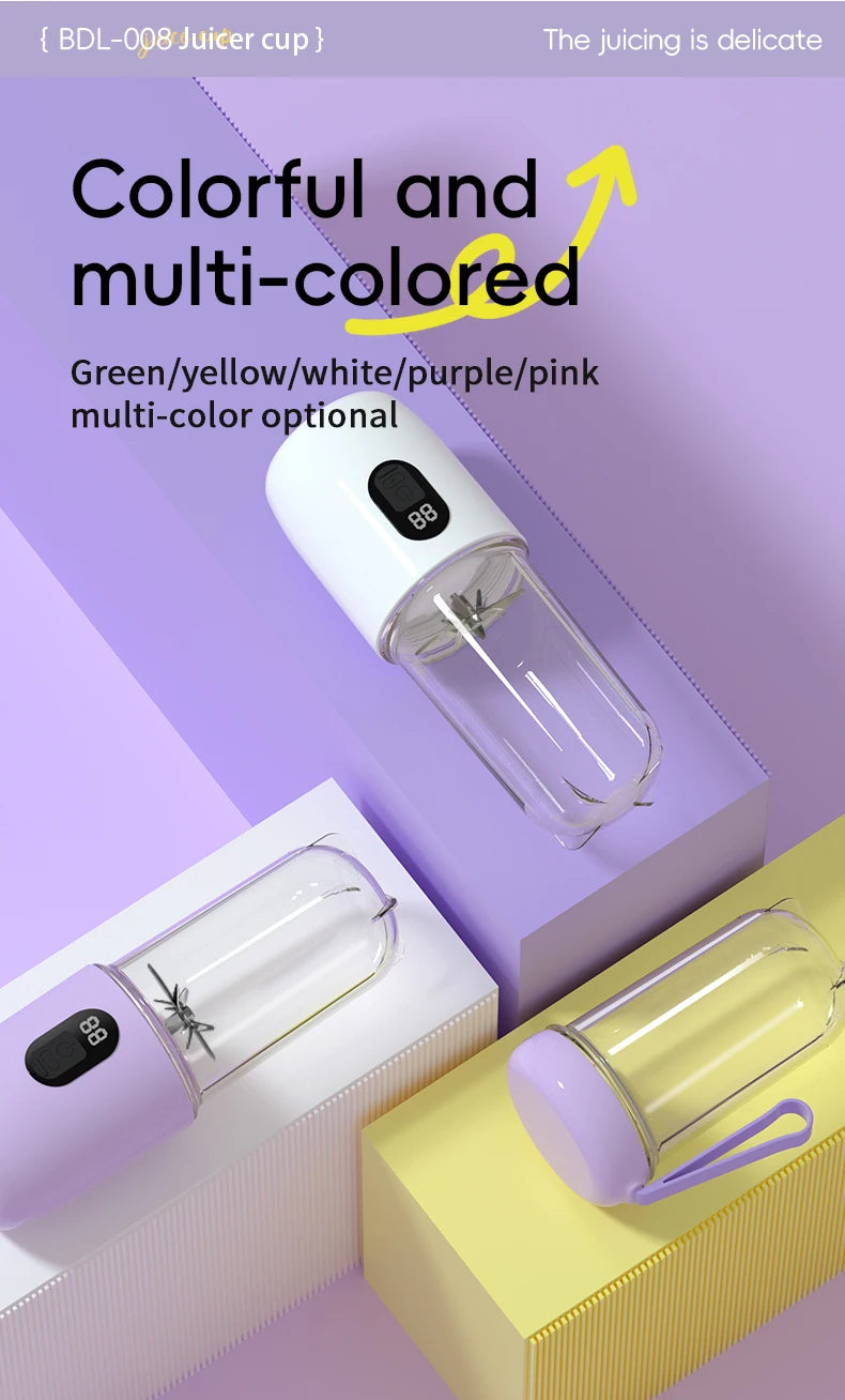 Portable Blender USB Rechargeable Cordless Mini Juicer Mixer for Smoothie Shake Protein Travel Sports Bottle Juicer Cup