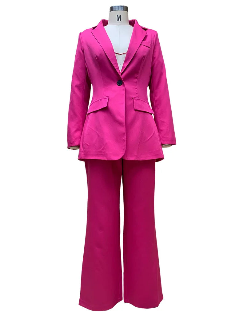 Women's Suit Winter Fashion Long-sleeved Solid Color Casual Suit Jacket and Trousers Matching Sets Two-piece Suit Pant Sets