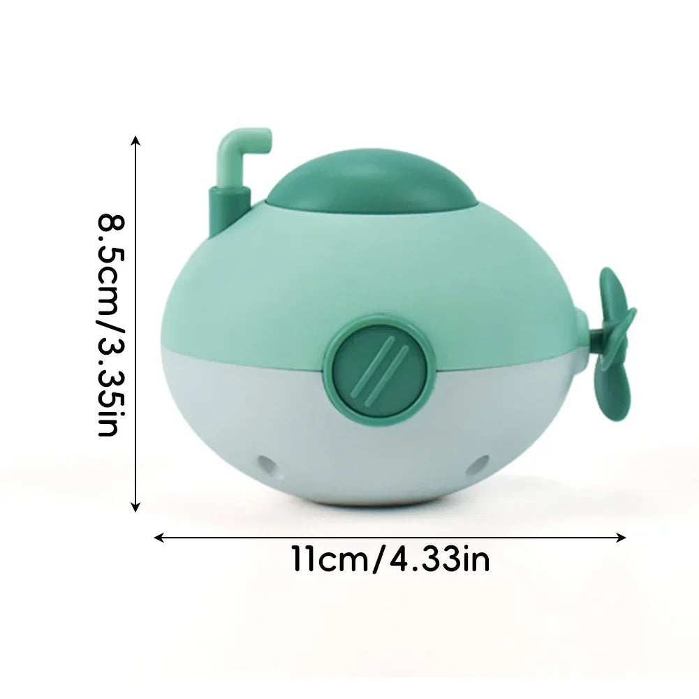 Baby takes a bath and plays in the water, Submarine, winding up animal chain, playing in the bathroom, children's toys
